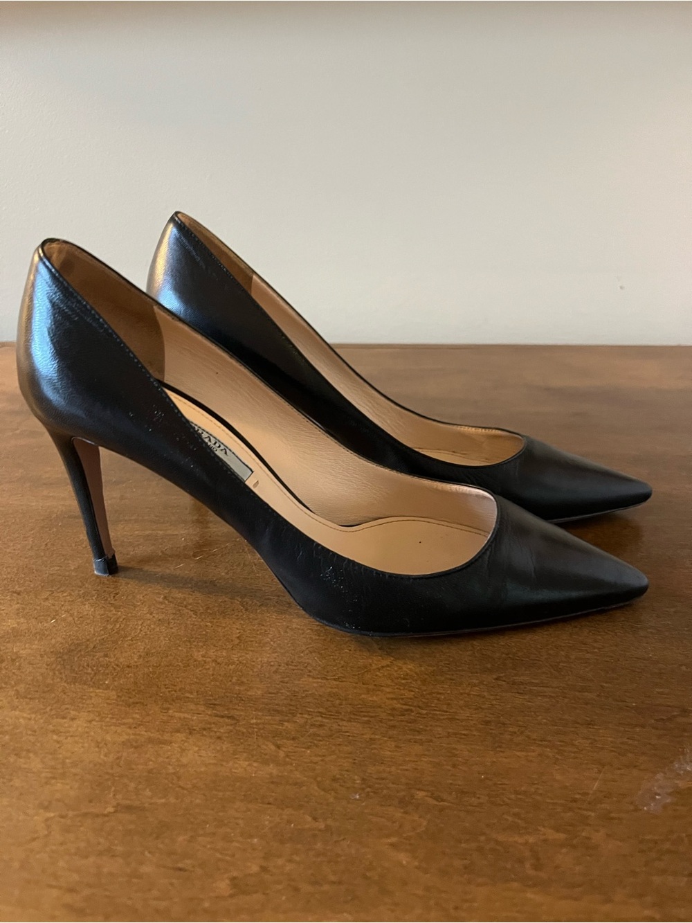 Prada Black Leather Pointed Toe Stiletto Pumps